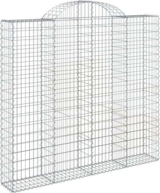 vidaXL Gabionen mit Hochbogen Set aus verzinktem Eisen, 5 Stück, Farbe: Silber, B/T/H: 200 x 30 x 180/200 cm - Bild 1