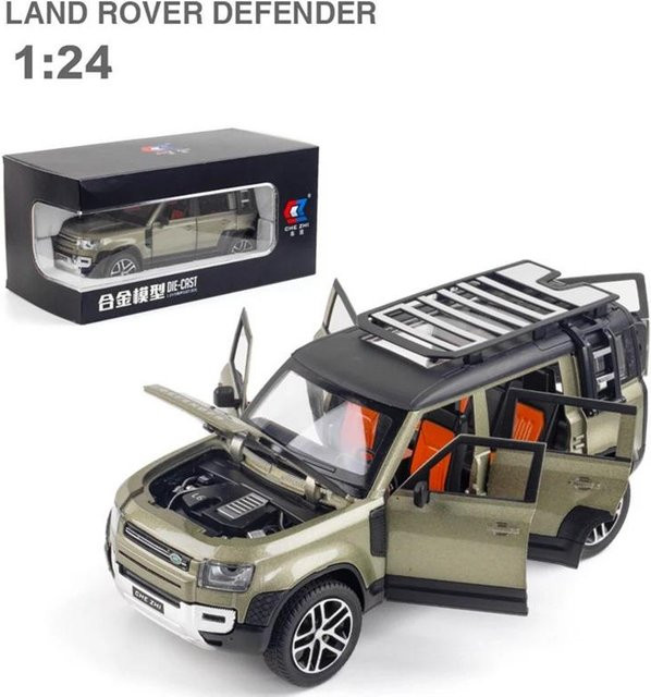 Fourall- Model Cars Rover Defender SUV, Modellauto, 1:24, Metall, grün, mit Licht und Sound - Bild 1