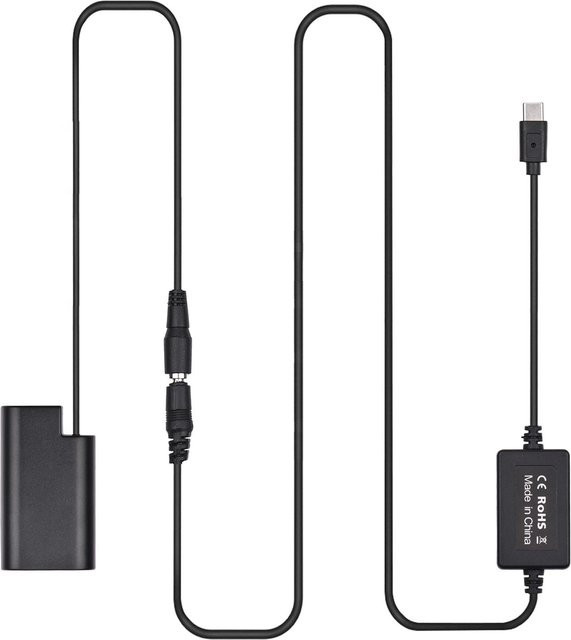 PD USB Type-C zu DMW-DCC16 Dummy Batterie DC-Koppler Ersatz für Panasonic LUMIX S1, S1M, S1R, S1RM, S1H in Schwarz - Bild 1