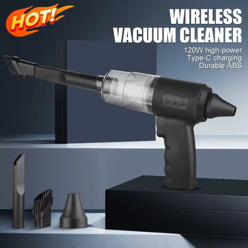 XMSJ Kabelloser Hochleistungs-Autostaubsauger 120W, Tragbarer 3-in-1 Handstaubsauger in Schwarz - Bild 2