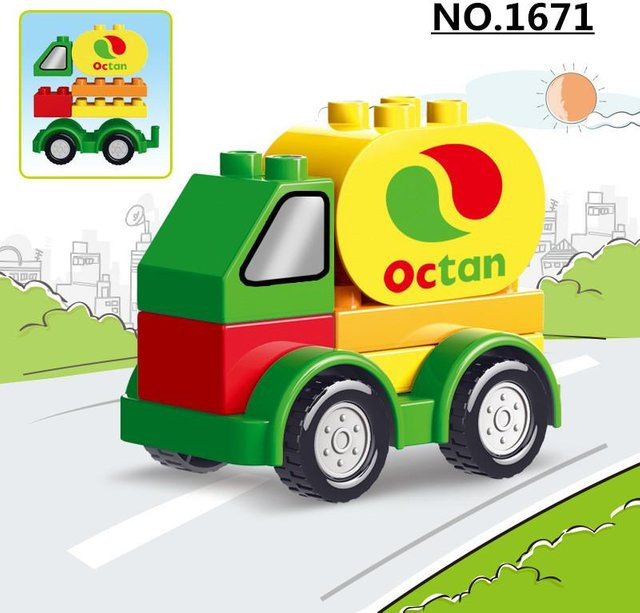 Yiran toy Bausteine Auto Gabelstapler Kran Bagger, Fahrzeuge, ab 6 Jahren - Bild 1
