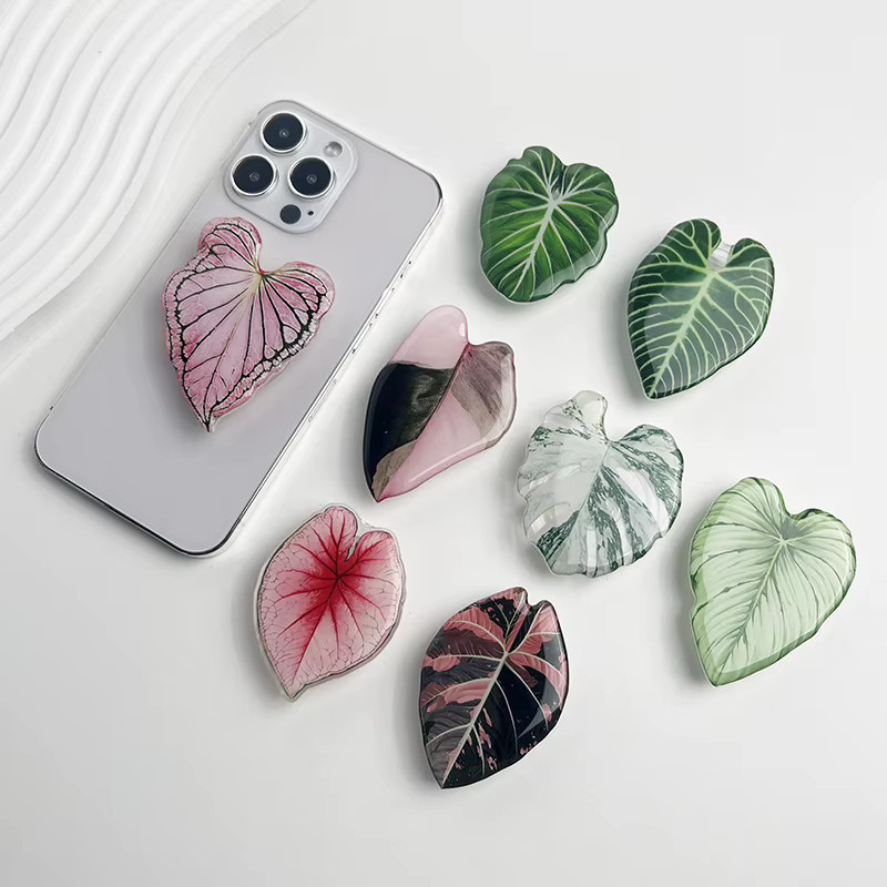 Bobonda Faltbarer Handyhalter mit tropischem Blattdesign aus Harz für iPhone 16 - Bild 1