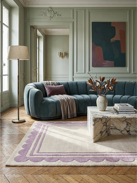 Handgetuftelter Wollteppich Kadima Design in Lila-Beige, Breite: 120 cm, Länge: 170 cm - Bild 1