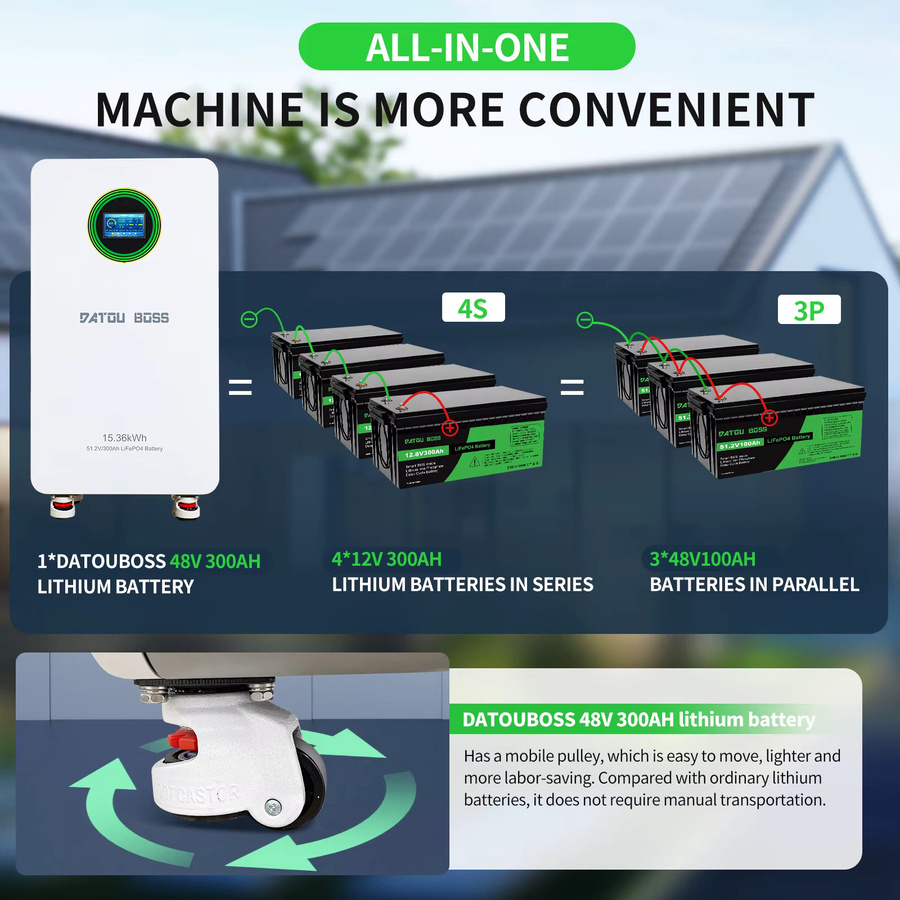 DATOUBOSS Solar-Hybrid-Wechselrichter-Kit mit 15 kWh 300 Ah 48 V LiFePO4-Batterie und 11 kW 48 V Wechselrichter für Netzautarkie, Heim-Backup und Wohnmobile - Bild 3