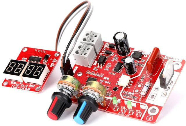 Igeteck Punktschweißmaschine DIY Controller Panel mit Digitalanzeige und Zeit- und Stromsteuerungsfunktion, 40A, Rot - Bild 1