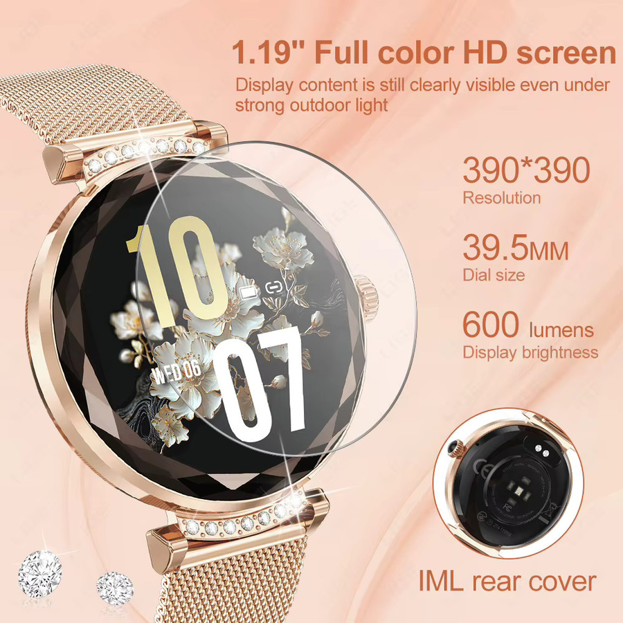 LIGE Damen Luxus Smartwatch mit Bluetooth-Anruf, SpO2- und Schlaf-Gesundheitsüberwachung, IP68 wasserdicht, Sport-Tracker in Silber oder Gold - Bild 2