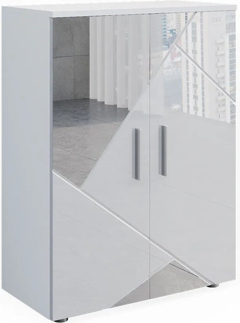 Vicco Spiegelbadschrank Irma Weiß Hochglanz mit Spiegel und Regalfächern B/T/H: 60 x 30 x 81 cm - Bild 2