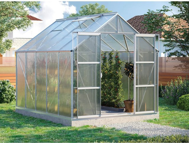 Vitavia Gewächshaus Uranus 8300 aus Aluminium Eloxiert in Silber mit Polycarbonat-Dach und 8,3 m² Anbaufläche - Bild 1