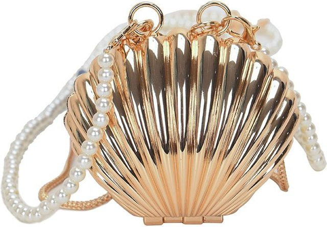 Weft Umhängetasche, Muschel Form, Goldene Perlen, Damen - Bild 1