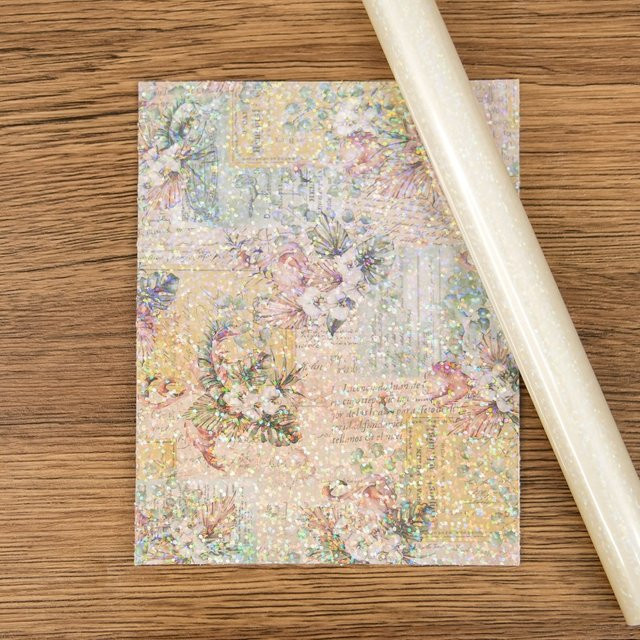 BOPP Holographische Vorbeschichtete Folie Transparent Wasserdicht Kratzfest Thermische Laminierfolie Rolle für DIY Papierhandwerk Breite: 22 cm, Länge: 500 cm - Bild 1