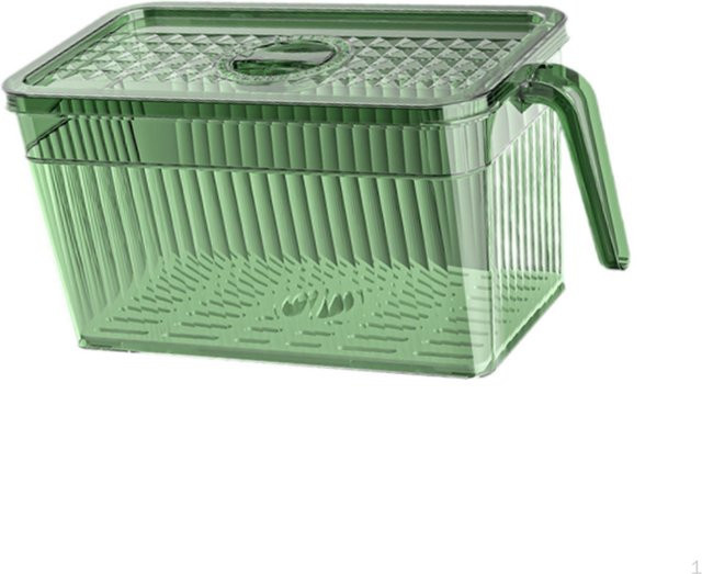Moonice Lebensmittel-Organizer-Behälter für den Kühlschrank mit Drainagesystem und Deckel, grün, stapelbar - Bild 1
