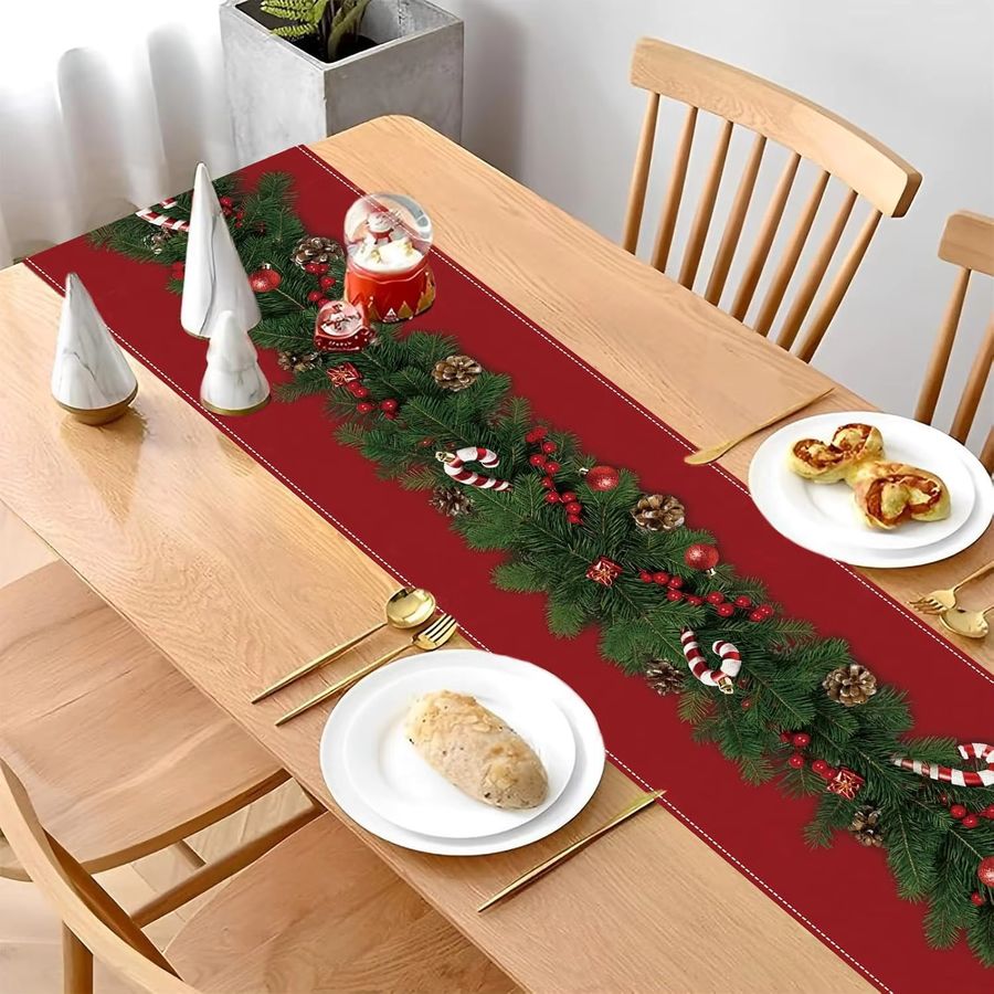 VIKAMA Tischläufer Weihnachtsdekoration in Rot für dein Zuhause - Bild 5