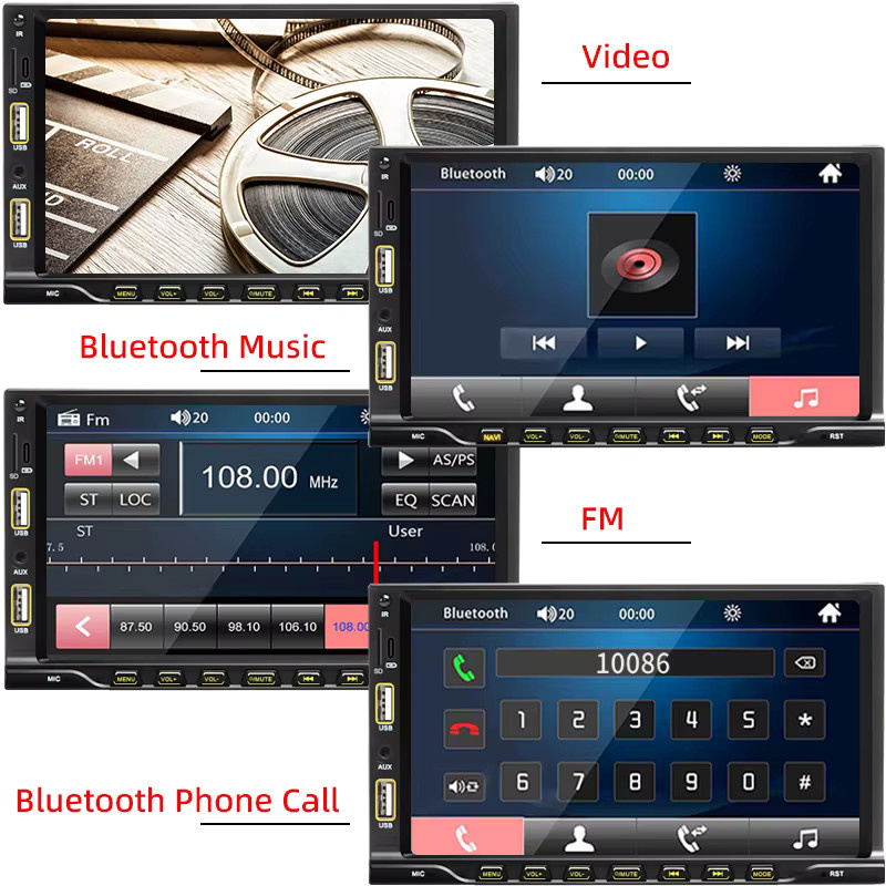 Sinovcle 1Din Multimedia MP5 Autoradio mit 7 Zoll HD Touchscreen, USB-A und AUX-Eingang, Mirrorlink, Schwarz, 12V Universal - Bild 5