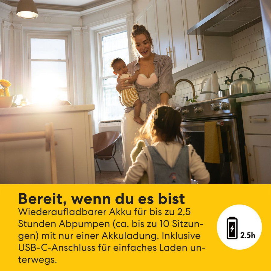 Medela Elektronische Milchpumpe Motion InBra tragbar in Weiß und Gelb - Bild 5