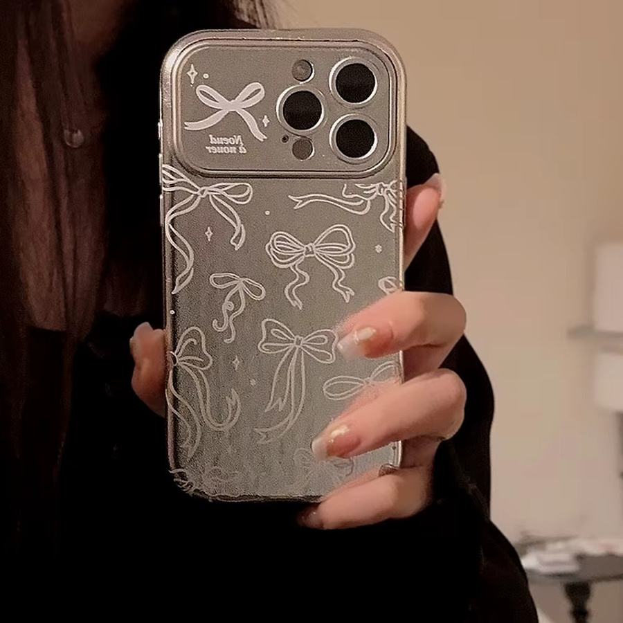 MUQGEW Luxuriöse Handyhülle mit Schleifenmuster und Lederstruktur für iPhone 16, 15, 14, 13, 12, 11 Pro Max mit stoßfestem Linsenschutz - Bild 3