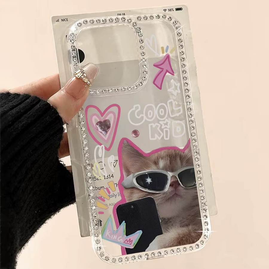 Caynes Stoßfeste iPhone Schutzhülle mit Katzen-Design und Armband in Transparent - Bild 2