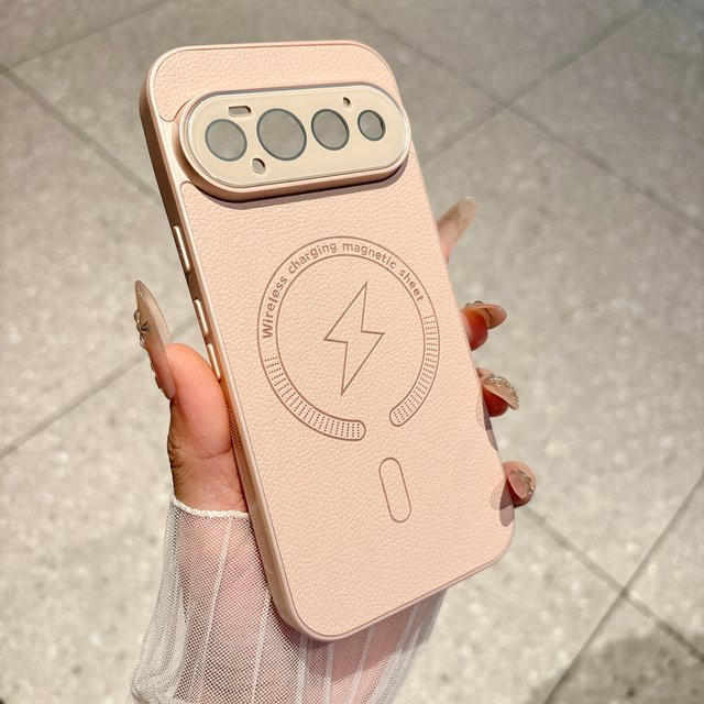 Business Leder Handyhülle für Google Pixel 11, 10 Pro XL, 9 Pro und 8A mit Magnetfunktion für MagSafe und kabelloses Laden in Purple und Pink - Bild 1