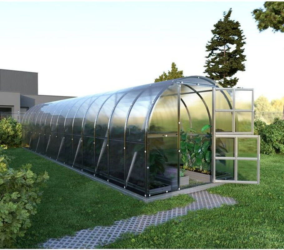 Meistro Kodas Gewächshaus Klasika Arch aus Polycarbonat und Metall, Transparent/Alufarben, 3 x 12 m (36 m²) - Bild 1