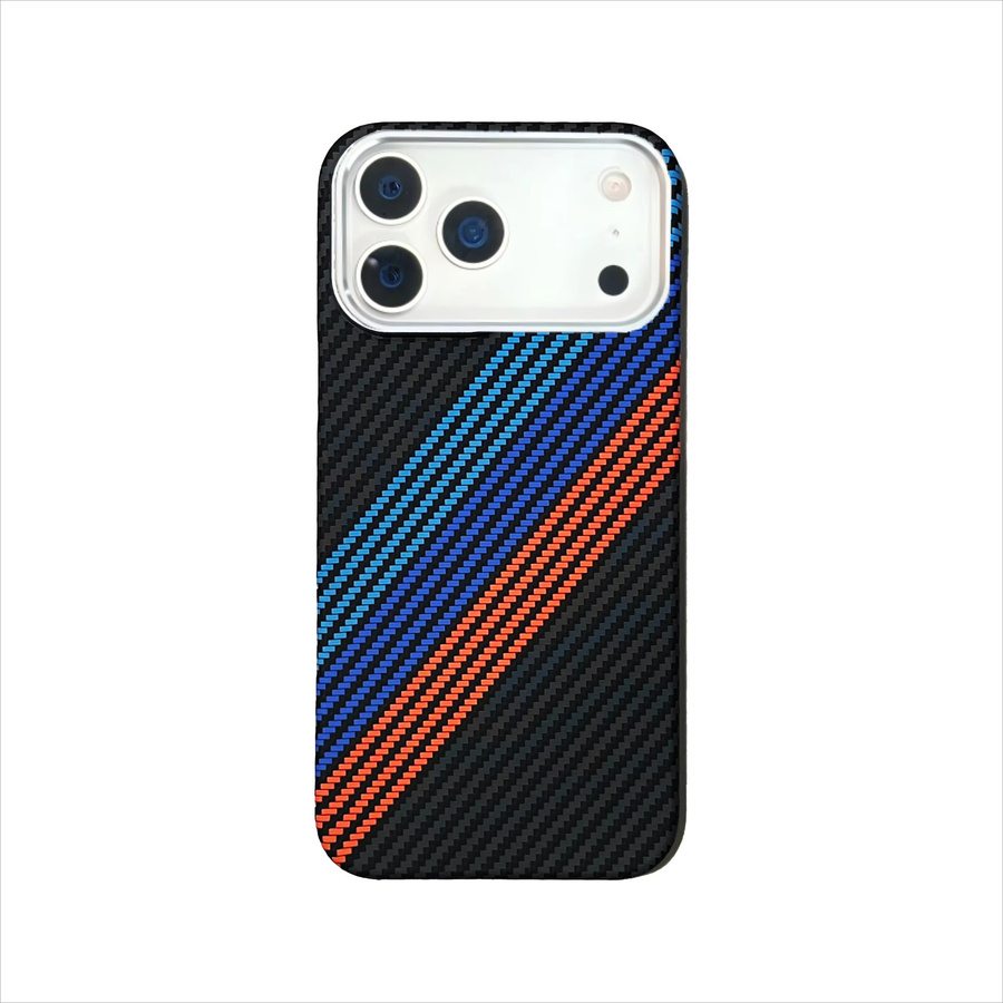 Magnetische Business-Hülle mit Kohlefasermuster und Aluminiumlegierung-Objektivabdeckung für Apple iPhone 17 Pro Max, 16, 15, 14, 13, 12 in Schwarz und Multicolour - Bild 1