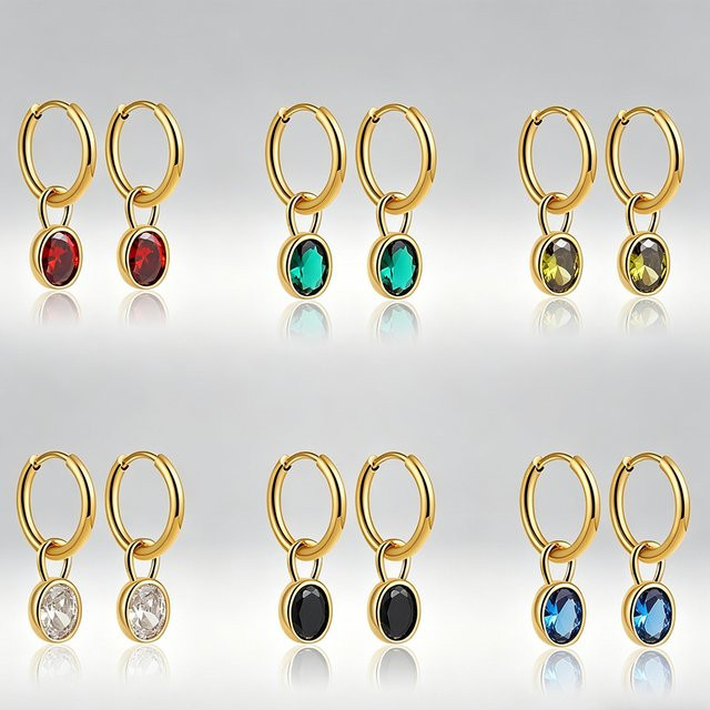 Erpels Tropfen-Ohrringe Edelstahl, Mehrfarbig, Zirkonia, Damen - Bild 1