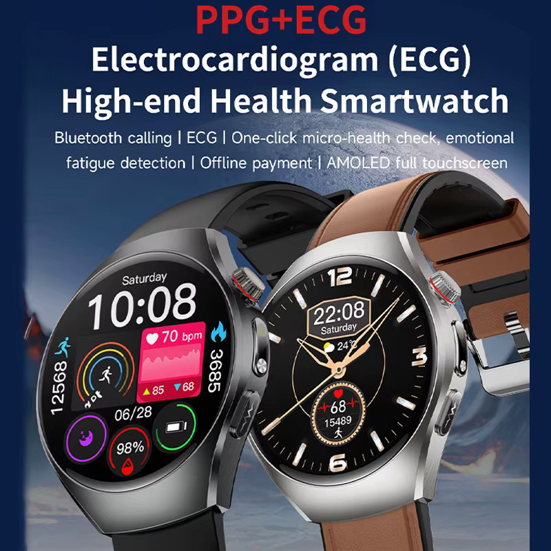 Yaocx Smartwatch mit Körperanalyse, EKG, Blutfett- und Harnsäuremessung sowie Sprachfunktion in Gelb für Damen und Herren - Bild 2