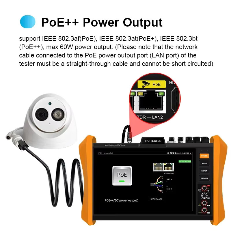 POMIACAM H12 Professioneller IP Kamera Tester mit 8 Zoll Display, 8K H.265, 8MP Unterstützung für AHD/TVI/CVI, PoE und SFP Modul - Bild 2