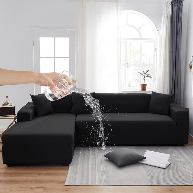 BRHUIXUE 2er-Set elastische Sofabezüge in Schwarz, wasserabweisend und rutschfest, Stretch-Couchbezug für 1-Sitzer, Breite: 90-140 cm - Bild 1