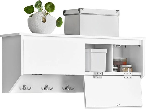 SoBuy Wandgarderobe aus MDF mit 2 Klappen und 5 Haken in Weiß FHK24-W