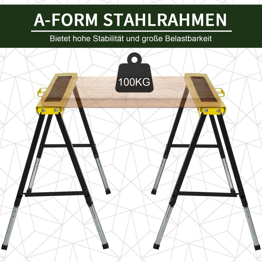 DURHAND Werkbank aus Edelstahl in Gelb und Schwarz, B/T/H: 100 x 49 x 90 cm - Bild 2