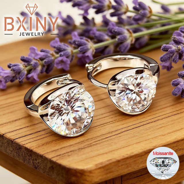 BXINY Creolen, 925 Silber, Moissanit, Damen - Bild 1