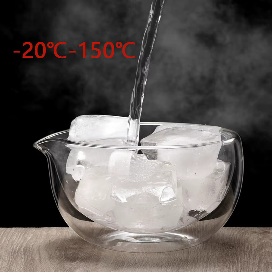 YWDL Doppelwandige Schüssel aus Hochborosilikatglas mit Ausgießer in Transparent zum Mischen, Backen und Servieren - Bild 3