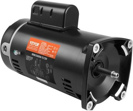VEVOR Poolpumpenmotor 1.5 PS, 56Y Rahmen, 115V/230V, 3450 U/min, CCW Rotation mit Vierkantflansch als Ersatzmotor - Bild 1