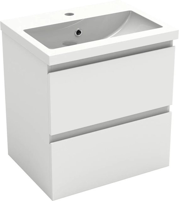 AICA Badmöbel Set Aalst: 2-teiliges Waschtisch-Set mit Unterschrank in Weiß Matt mit Softclose-Funktion, Breite: 50 cm - Bild 1