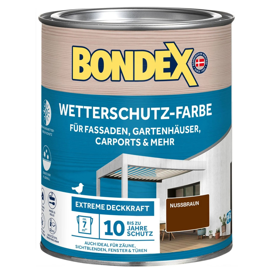 Bondex Wetterschutzfarbe für Holz in Nussbraun, 0,75 l - Bild 2