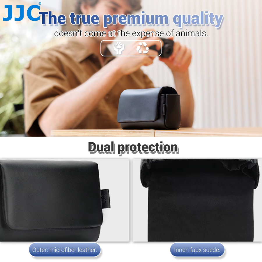 JJC Kleine Kameratasche für Kompaktkameras wie Ricoh GR IV HDF, GR IIIx und Sony RX100 Serie in Schwarz oder Grau - Bild 3