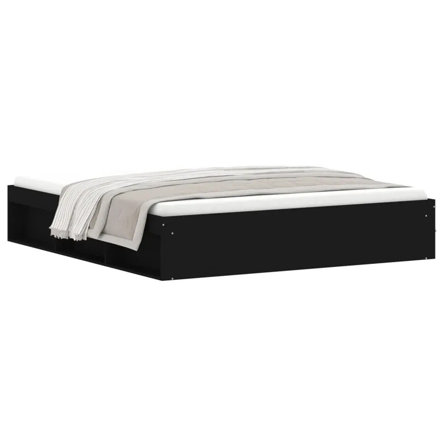 vidaXL Bettgestell modern aus massivem Kiefernholz, Schwarz, B: 180 cm, T: 200 cm - Bild 2