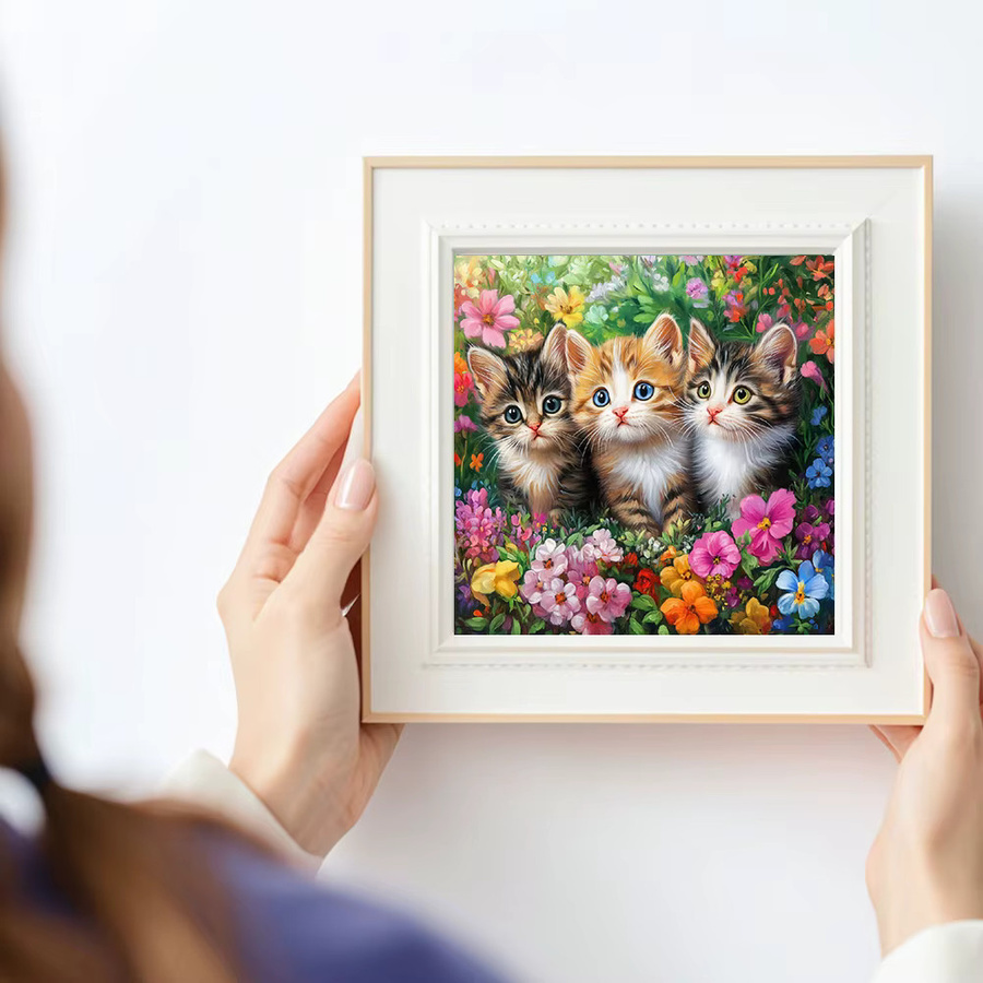 Huacan Diamant-Malerei Set mit Katze und Blumen in Mehrfarbig, B/H: 20 x 20 cm - Bild 3