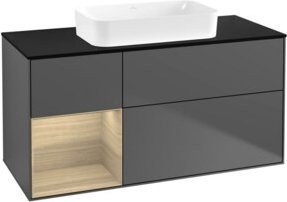V&B Waschtischunterschrank Finion mit offener Ablage rechts, Anthrazit matt, B/T: 120 x 60 cm - Bild 1