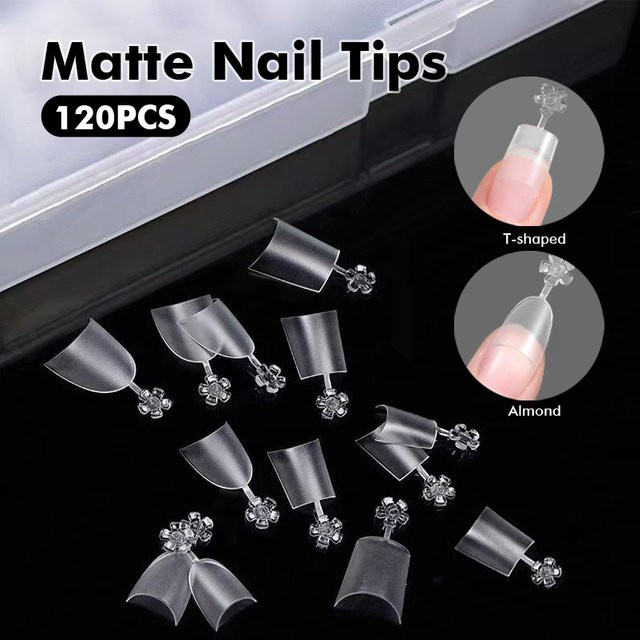 CHUNSHU Künstliche Nagelspitzen, kurzes Mandel-Sarg, 120 Stück, Matt - Bild 1