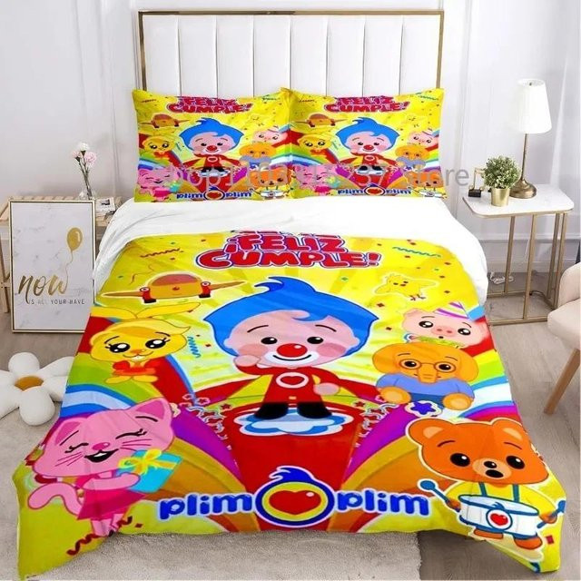 Plim Plim Bettwäsche-Set mit 3D-Cartoon-Print aus Mikrofaser, Mehrfarbig, B/H: 180 x 210 cm - Bild 1
