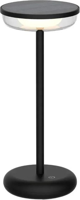 ENOVALITE LED Tischleuchte Schwarz, Akku Solar USB dimmbar, Warmweiß 2700K, IP44 kabellos für Garten und Esstisch - Bild 1