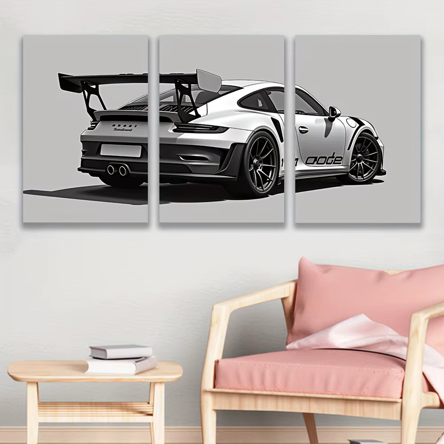 Potdemiel Leinwandgemälde Set mit 3 Stück Motiv Auto Modern Rahmenlos - Bild 3