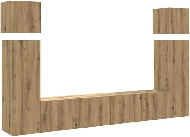 vidaXL 8-teiliges TV-Schrank-Set zur Wandmontage in Artisan-Eiche, Braun, Holzwerkstoff, B/T/H: 4 x 80 x 30 x 30 cm, 2 x 30,5 x 30 x 90 cm, 2 x 30,5 x 30 x 30 cm - Bild 1