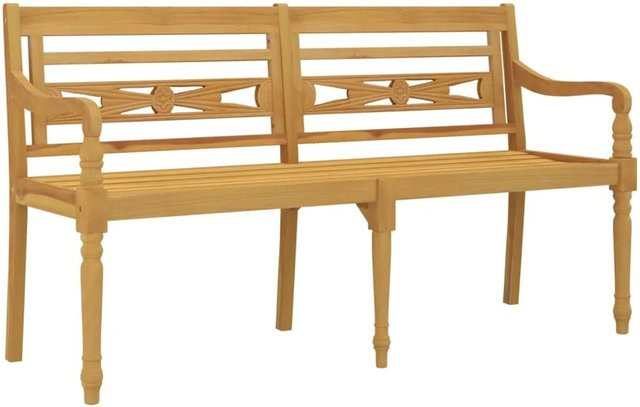 vidaXL Batavia Sitzbank aus Massivholz Teak in Braun, B/T/H: 150 x 51,5 x 84 cm - Bild 1