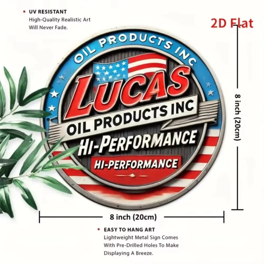 CIFBUY LucasOil Metallschild rund in Multicolour zur Wanddekoration für Garage und Werkstatt B: 20 cm, H: 20 cm, T: 20 cm - Bild 2