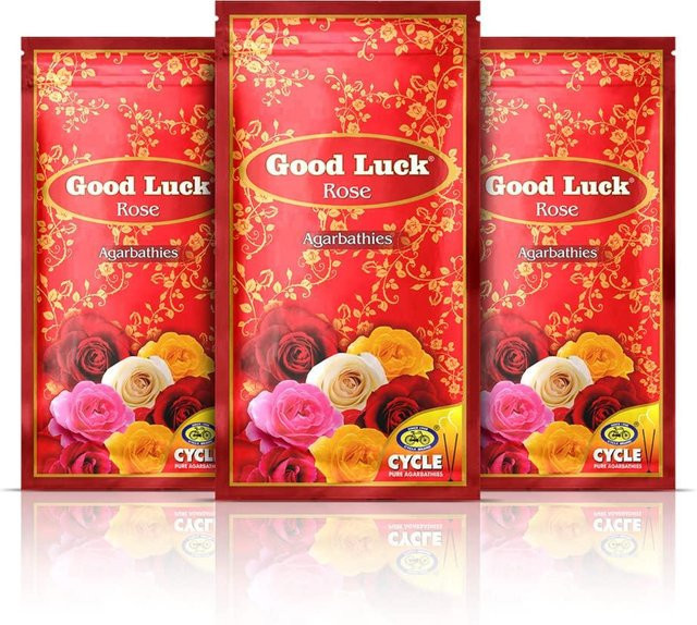 Cycle Pure Agarbatti GoodLuck Rose Räucherstäbchen 3er-Pack, Blumiger Duft in Pink und Rot, 750 g (3 x 250 g) - Bild 1