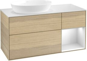 V&B Waschtischunterschrank Finion in Weiß mit Eichenregal, Breite: 120 cm, Tiefe: 50,1 cm, Höhe: 50,1 cm - Bild 1