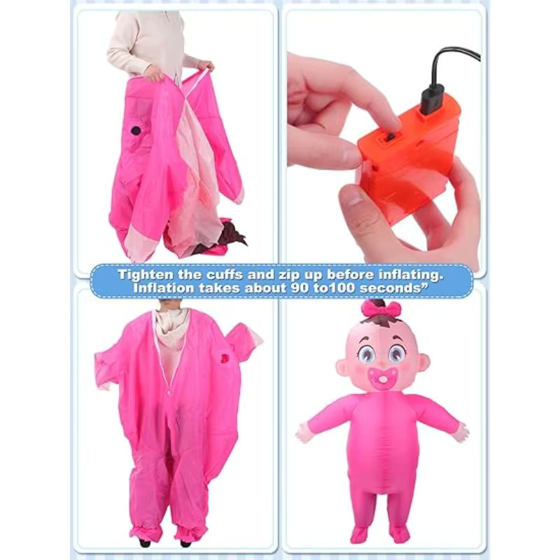 Aufblasbare Gender-Reveal-Kostüme, Unisex, Bunt / Mehrfarbig, Blau - Bild 2