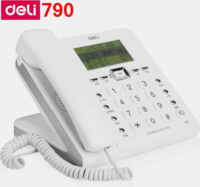 Deli 790 Schnurgebundener Telefonalarm in Weiß mit Anrufer-ID, Datumsanzeige und Anrufaufzeichnungen - Bild 1