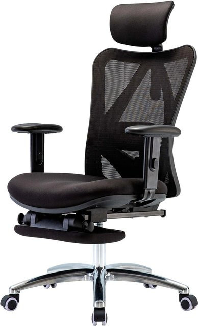 Ergonomischer SIHOO Bürostuhl in Schwarz mit verstellbarer Kopfstütze und Fußstütze, belastbar bis 150 kg - Bild 2